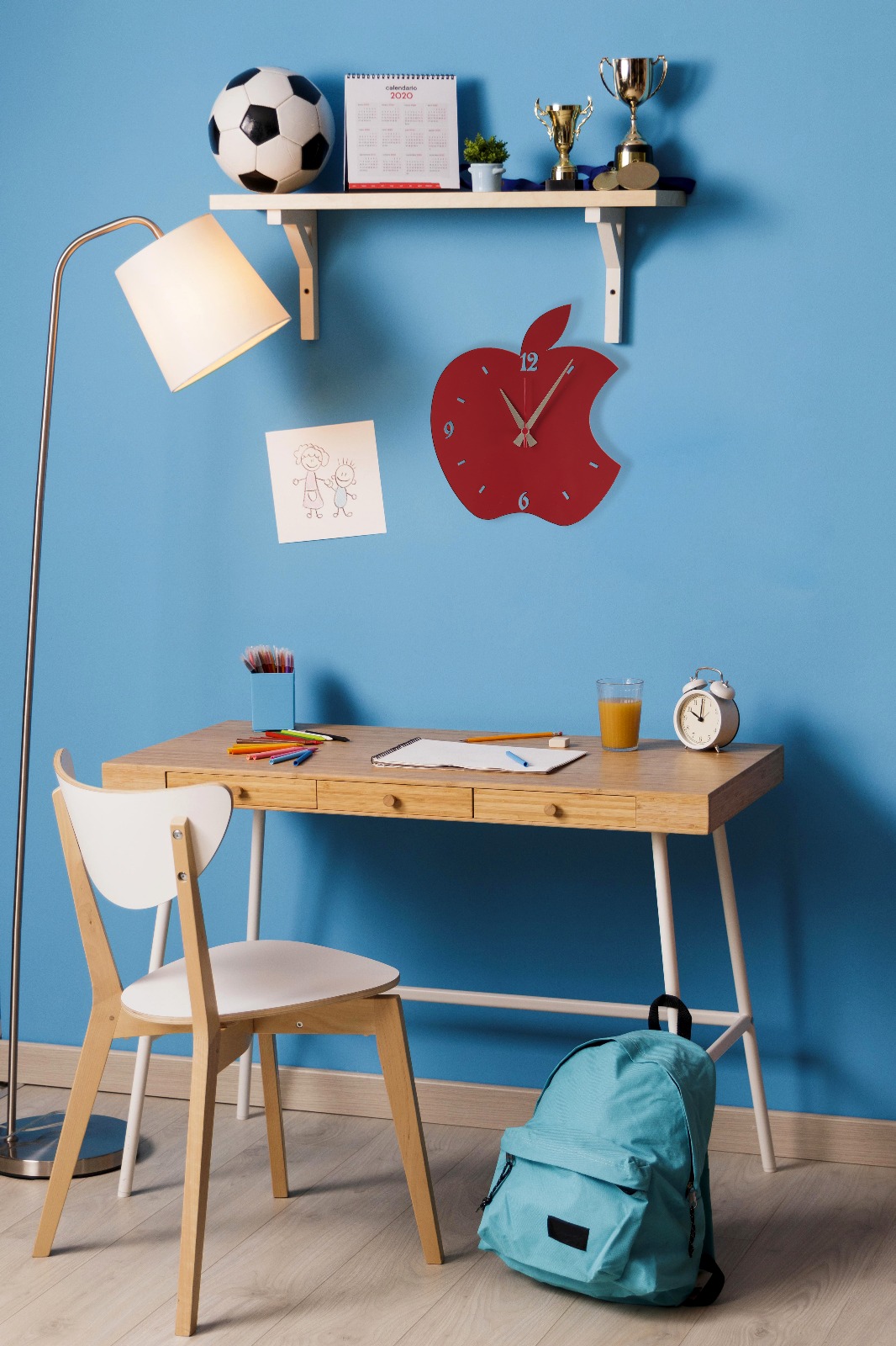 Elma Desenli Metal Duvar Saat (Sa010)