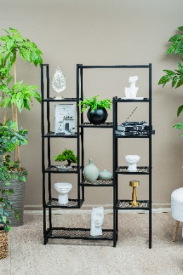 12 Raflı Ünite Metal Gövdeli Metal Raflı Çok Amaçlı Dekoratif Kitaplık