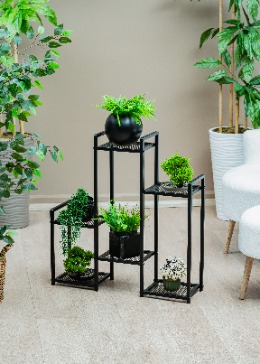 Garden 6 Raflı Saksılık Matal Ayaklı Metal Raflı Dekoratif Saksı Standı