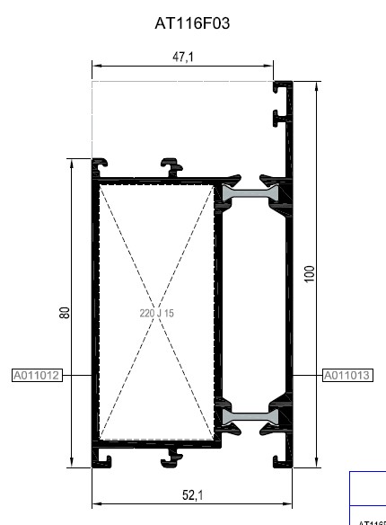 AT116F03 ALM. PROFİL 7016 TEXTURE RST116 14,8MM ISI YALITIMLI KASA