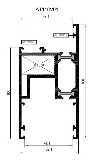 AT116V01  ALM. PROFİL MAT RST116 14,8MM ISI YALITIMLI KANAT