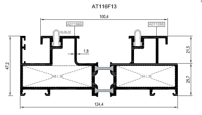AT116F13 ALM. PROFİL RAL 7016 TEXTURE RST116 14,8MM ISI YALITIMLI KASA