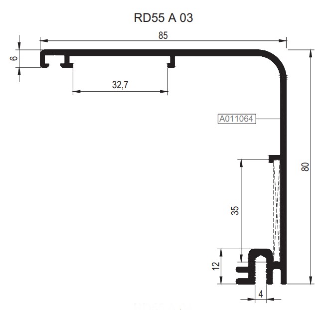 RD55 A 03 ALM.PROFİL AYARLI KAPI KASA ADAPTÖRÜ 80 MM