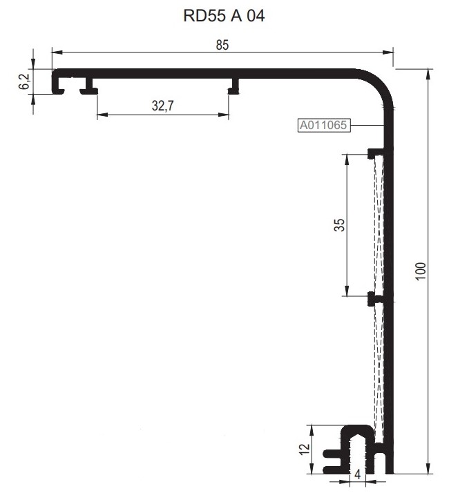 RD55 A 04 ALM.PROFİL AYARLI KAPI KASA ADAPTÖRÜ 100 MM