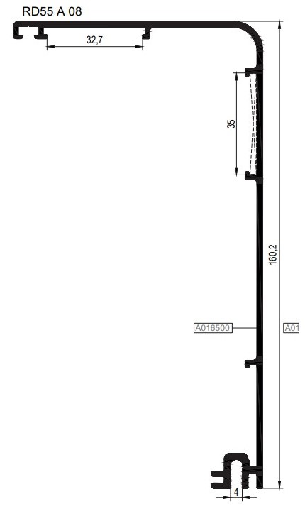 RD55 A 08 ALM.PROFİL AYARLI KAPI KASA ADAPTÖRÜ 160 MM
